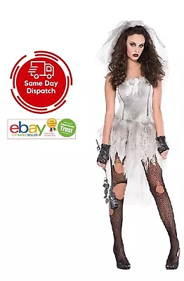 Women Horror Ghost Bride Dress Dead Corpse Zombie Cosplay Halloween Costume 8-10 • £13.99