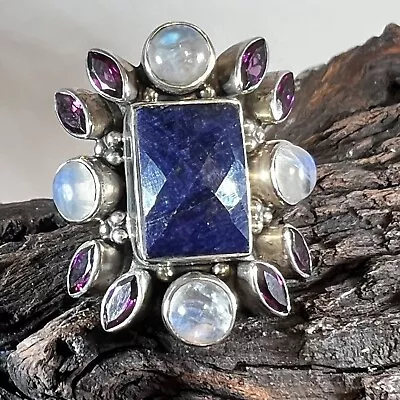 Nicky Butler Ring Size 10.5 Numbered 334/1600 Lapis Lazuli Moonstone Garnet • $89.99