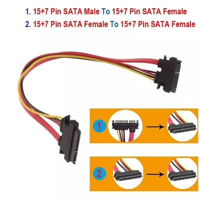 $5.65 • Buy SATA 22Pin 7P+15P SATA Data Power Combo Extension Cable Male To Female 50CM AU