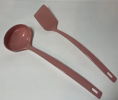 Lot 2 Of Fie Pink Melamine Solid Angled Spatula And Ladle Rare Color MCM • $22
