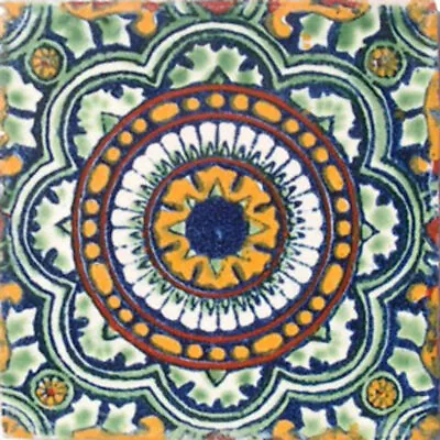 #C035) Mexican Tile Sample Ceramic Handmade 4x4 Inch GET MANY AS YOU NEED !! • $1.75