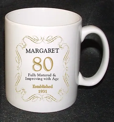 PERSONALISED 80 / 80th BIRTHDAY ANY AGE YEAR MUG CUP GIFT PRESENT BORN IN 1943 • £8.99