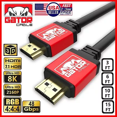 8K HDMI 2.1 UHD Cable HDTV 3D 2160P HDR 120Hz 48Gbps Dolby HDCP 2.2 RGB 4:4:4 • $8.99