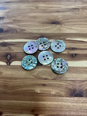 Lot Of 6 LARGE 0.8 Inch Vintage Old Stock  ABALONE Flat Shell Buttons • $25