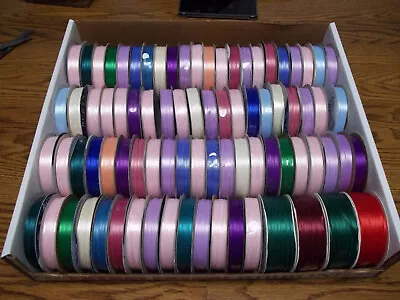 82 Spools Darice Craft Satin Ribbon 1/8  Different Colors Mix Lot 1180 Yds Total • $29.95