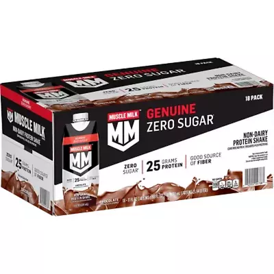 Muscle Milk 25G Genuine Protein Shake Zero Sugar Chocolate (11 Fl. Oz. 18 Pk.) • $43.25