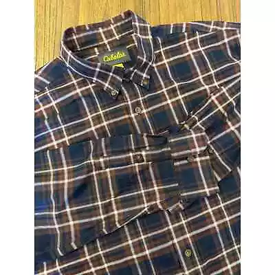 Cabela's Mens Button Down Shirt Brown Plaid XXL Tall • $15