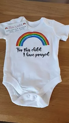 £5.25 • Buy Rainbow For This Child I Prayed Baby Grow, Baby Bodysuit, Personalised Gifts,  