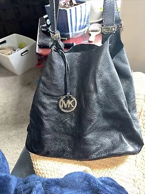 Michael Kors Signature Logo  Shopper Tote Large Black Leather Bag ( REVERSIBLE) • $30
