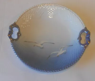 B &G Kjobenhavn 101 Blue & White Plate Seagulls Fish Handles 10.5  Denmark • $24.99