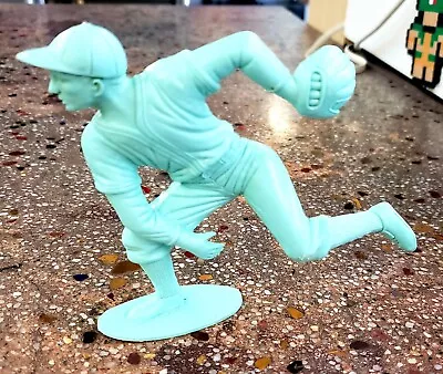 Vintage 1960s Marx Plastic 5”  Light Blue Baseball Player Figure Pitcher • $12.50