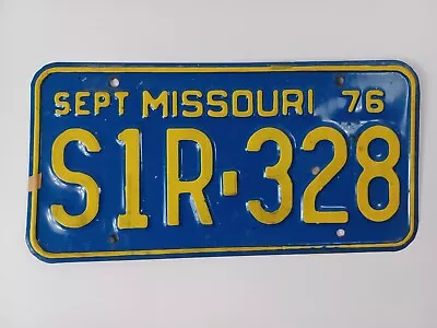 Vtg License Plate Missouri 1976 Blue Yellow Old Garage Tag  Bar Pub Man Cave • $10.98