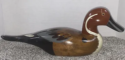 Vintage 16  Solid Wooden Duck Decoy Pintail Drake Glass Eyes Made In Taiwan • $30