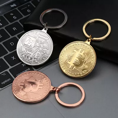 New Copper Plated Jewelry Bitcoin Key Chain Collectors Key Ring Commemorative • $7.80
