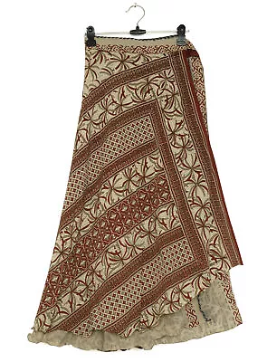 Sushila Vintage Vintage Sari Magic Wrap Skirt Bohemian Double Layer Brown • $18.40