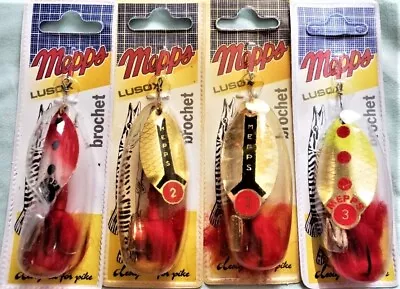 FOUR / MEPPS LUSOX TWO SIZE. 2 & 3 / Spinner Bait Muskie Musky Pike Bass Walleye • $40