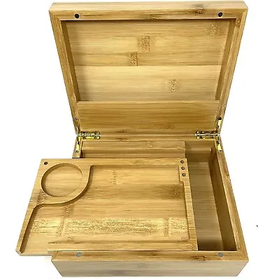 £33.50 • Buy Bamboo Rolling Box II , Wooden Storage With Large Rolling Tray For Rizlas, Stash