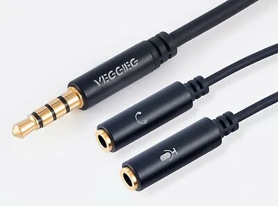 £2.29 • Buy Veggieg 3.5mm Headphone Microphone Jack Splitter Cable 4 Pole Mic Male Adaptor