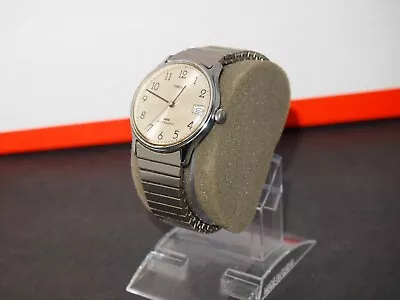 Vintage Timex Men's Wind Up Watch Silver Tone Waterproof Working! • $39