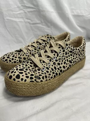 EOS Canvas espadrille Platform Shoes Leopard Style Womens Flat Shoes Size US 7.5 • $42