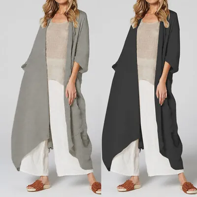 $11.75 • Buy Women Plus Size Kimono Long Sleeve Casual Loose Full Length Cardigan Coat Jacket