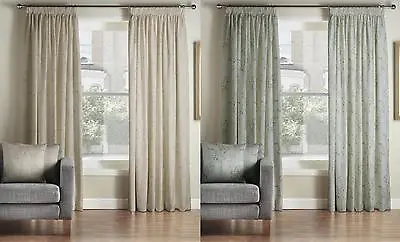 £28.50 • Buy One Pair Of MONTGOMERY Modern Luxury Floral Design Pollen Pencil Pleat Curtains 