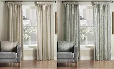£28.50 • Buy One Pair Of MONTGOMERY Modern Luxury Floral Design Pollen Pencil Pleat Curtains 