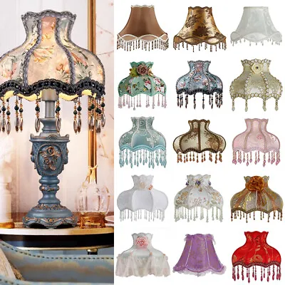 Retro European Lamp Shades Fringe Crystal Light Shades Romantic Table Lamp Decor • $71.49