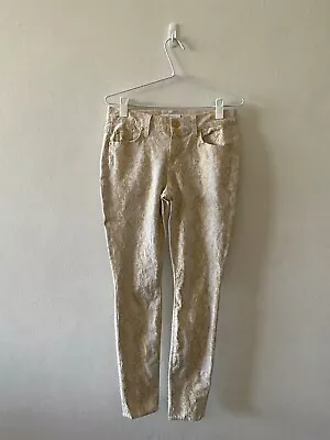 7 For All Mankind - Ladies White/Gold Skinny Jeans - Size 26. • $30