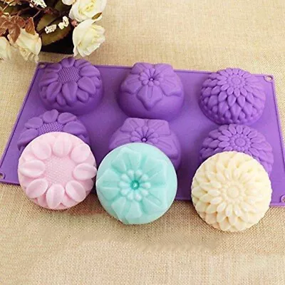 6 Cavity Sunflower Silicone DIY Handmade Soap Candle Cake Candy Mold Mould Tool • £7.07