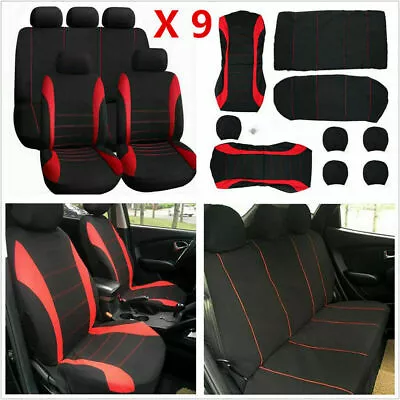 $43.47 • Buy Red Seat Cover 9 Set Full Car Styling Seat Cover For Auto Interior Accessories