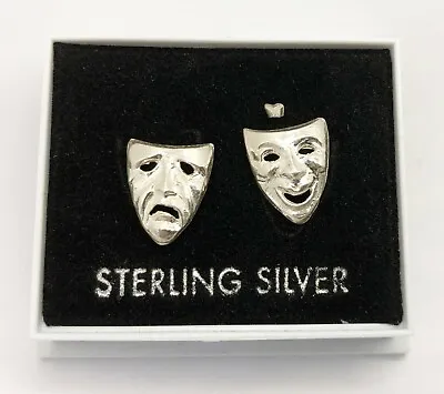 £5.99 • Buy Comedy & Tragedy Theatre Masks: Sterling Silver Stud Earrings