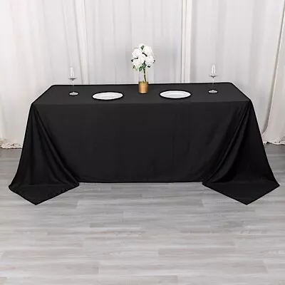 90  X 132  BLACK Scuba Polyester Rectangular TABLECLOTH Party Events Decorations • $25.62