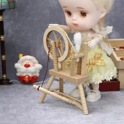 $10.80 • Buy 1:12 Scale Dollhouse Miniature Spindle Spinning Wheel Handloom Machine Unpainted