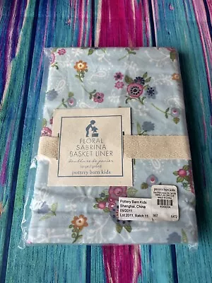 Pottery Barn Kids Floral Sabrina Basket Liner Large Blue New Cotton • $6.99