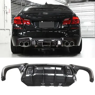 Carbon Fiber Style For BMW F10 M5 2011-2016 Quad Exhaust Tips Rear Diffuser Lip • $149.99