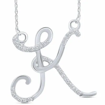 1/8 Cttw Moissanite Initial Pendant 18  Necklace Solid 925 Sterling Silver • $35.33