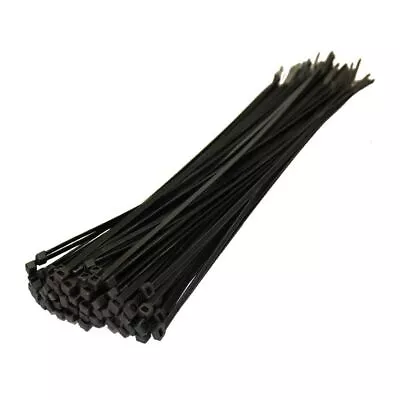 Strong Black Plastic Cable Ties Wraps Organizer Zip Straps Size 100 200 300mm • £3.49