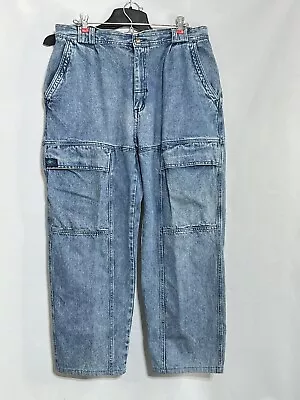Bugle Boy Jeans Mens 36 X 34 Ocean League Acid Wash Denim Vintage Cargo Pockets • $44.99