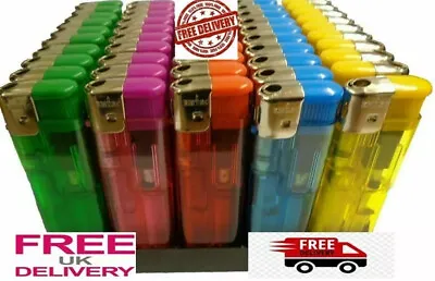 £6.99 • Buy 10 Electronic Lighters Refillable Gas Child Safety Adjustable Flame In 5 Colours