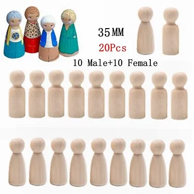 £5.09 • Buy 20pcs Wood Peg Doll Little People Baby Kids Wooden Dolls DIY Male Female 35MM