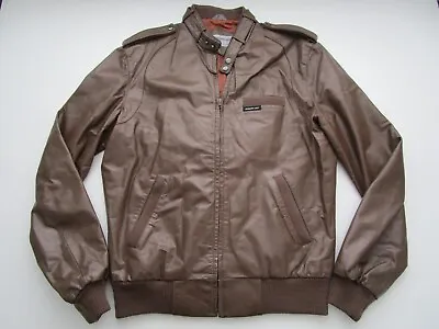 Mens Members Only Chocolate Brown Leather Cafe Racer Moto Bomber Jacket 46 ? • $65