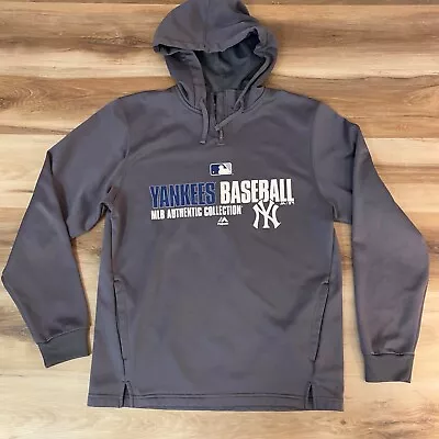 New York Yankees Hoodie Mens Medium Gray Sweatshirt Majestic Fleece • $24.97