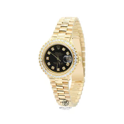 Rolex Datejust 26mm Black Diamond Dial Presidential Bracelet 1.50 CT • $10000