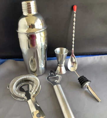 £10 • Buy 6Pcs  Stainless Steel Cocktail Shaker Mixer Drink  Kit Bars Set Unused
