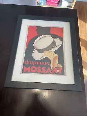 VINTAGE ART PRINT- HAT . Chapeaux Mossant By Olsky 11 X 15 Framed Retro Top Hat  • $200