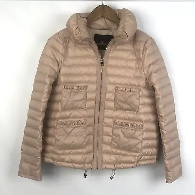 ZARA WOMAN Rose Pink Down Jacket Puffer Full Zipper Coat Women's Small S • $28.75