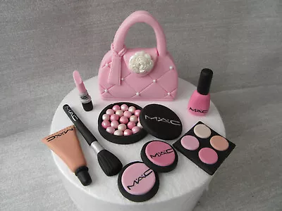 Edible Handmade MAC Make Up Handbag Fondant Cake Topper Sugar Decoration (Pink) • £27.99