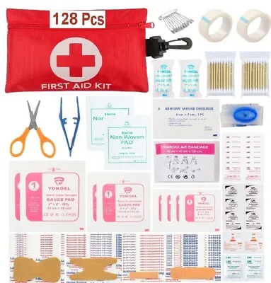 128 Pc First Aid Kit Medical Survival Emergency Trauma Military Travel Sport • $11.38