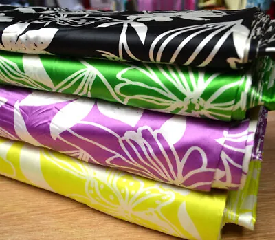£5.99 • Buy *CLEARANCE* Silky Satin Dress Craft Fabric Floral Print Drape Material 58  Meter